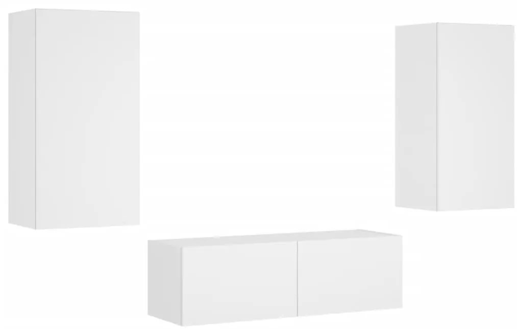 3 pcs móveis de parede para TV com luzes LED branco