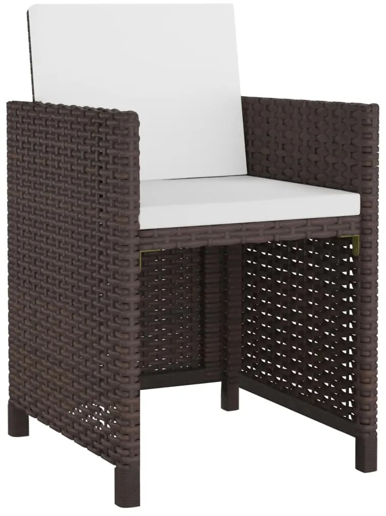 11 pcs conjunto jantar exterior com almofadões vime PE castanho