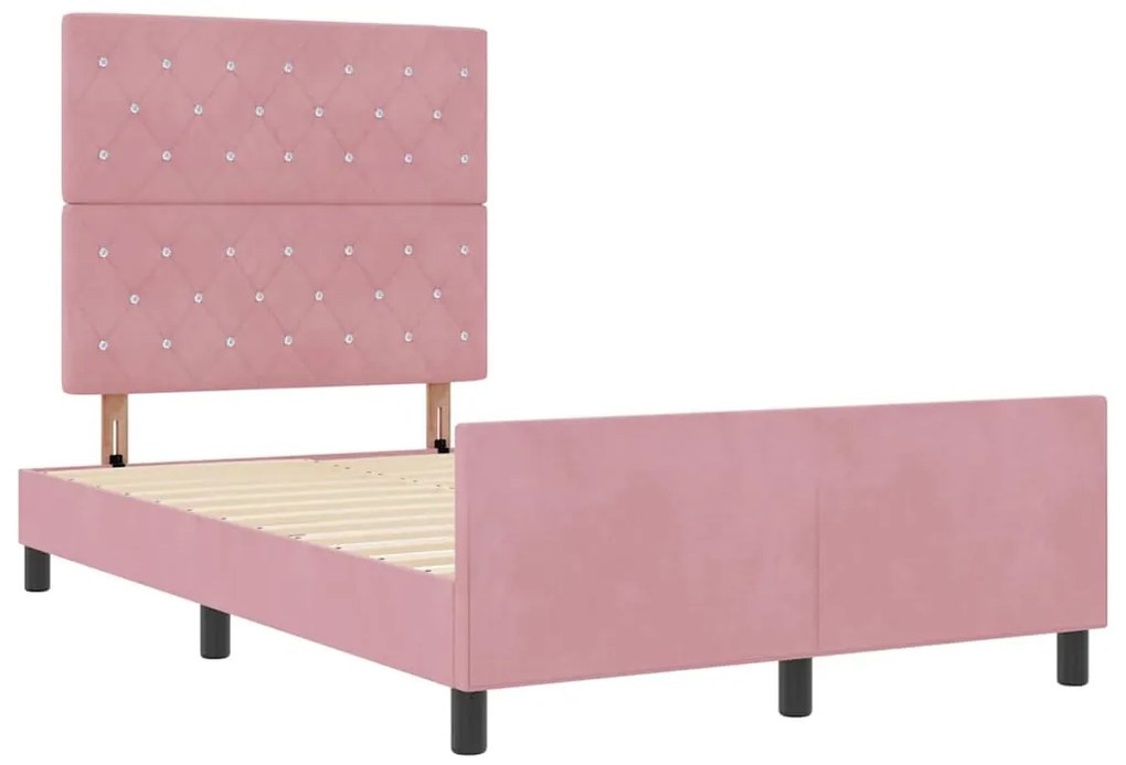 Cama vidaXL Rosa 120x190 cm Veludo