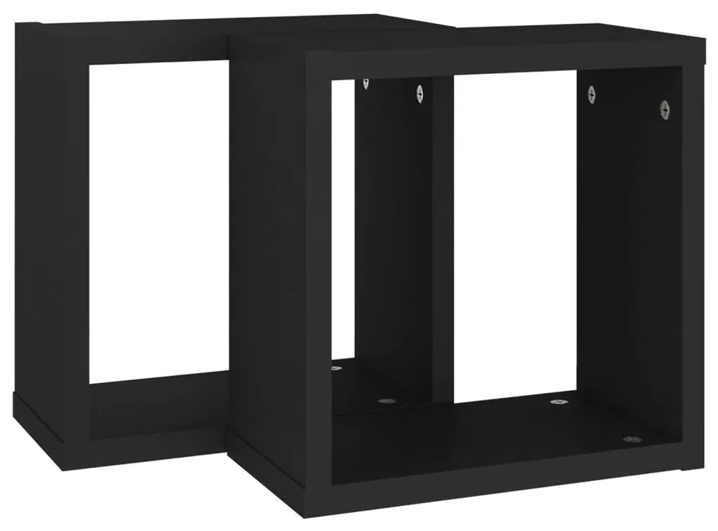 Prateleiras de parede em forma de cubo 2 pcs 30x15x30 cm preto