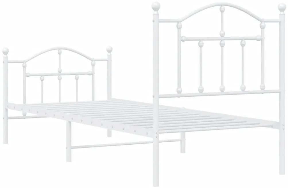 Estrutura de cama com cabeceira e pés 90x200 cm metal branco