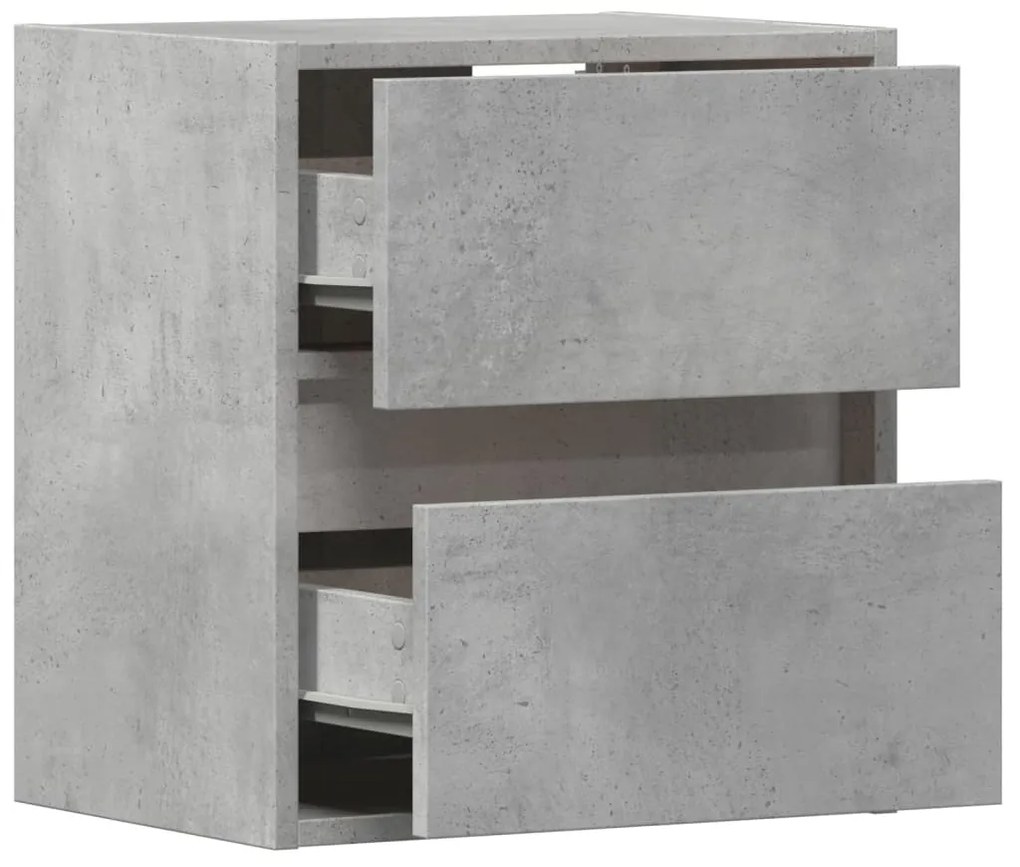 Móvel de parede p/ TV c/ luzes LED 41x31x45 cm cinzento cimento