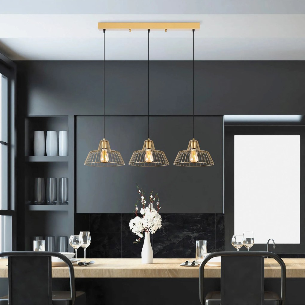 Chandelier Hakcu – Dourado Brilhante – 100 x 30 x 116 cm