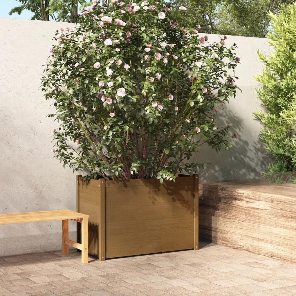 vidaXL Vaso/floreira de jardim 100x50x70 cm pinho maciço castanho-mel