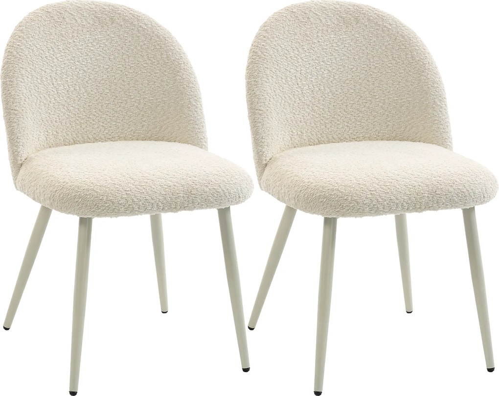 HOMCOM Cadeiras de Jantar, Cadeiras de Cozinha, acolchoadas em Chenille, 50,5 x 57,5 x 78,5 cm, Creme | Aosom Portugal
