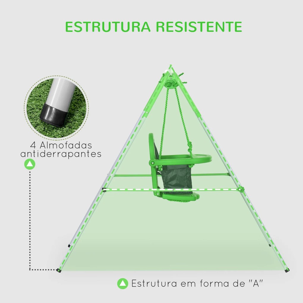 Baloiço Infantil de Aço Baloiço para Crianças de 6-36 Meses com Encost