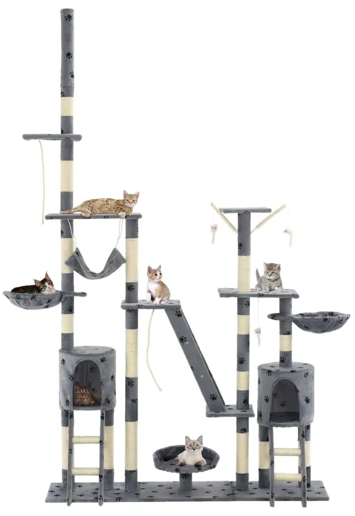 Árvore para gatos c/ postes arranhadores sisal 230-250 cm cinza