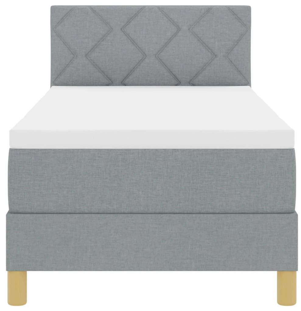 Cama Box Spring com Colchão Cinza Claro 80x200 cm Tecido