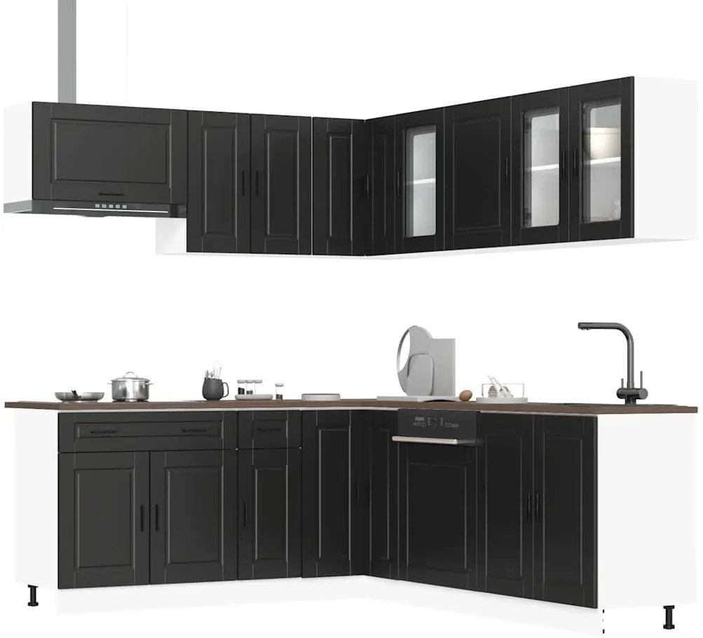 vidaXL 11 peças armário de cozinha conjunto Porto preto