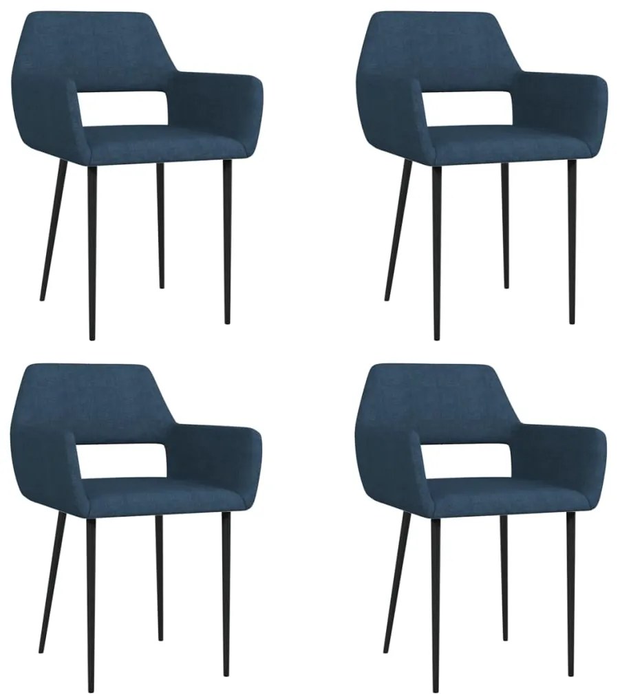 vidaXL Cadeiras de jantar 4 pcs tecido azul