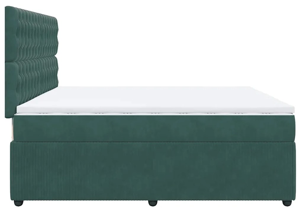 Cama com molas/colchão 200x200 cm veludo verde-escuro
