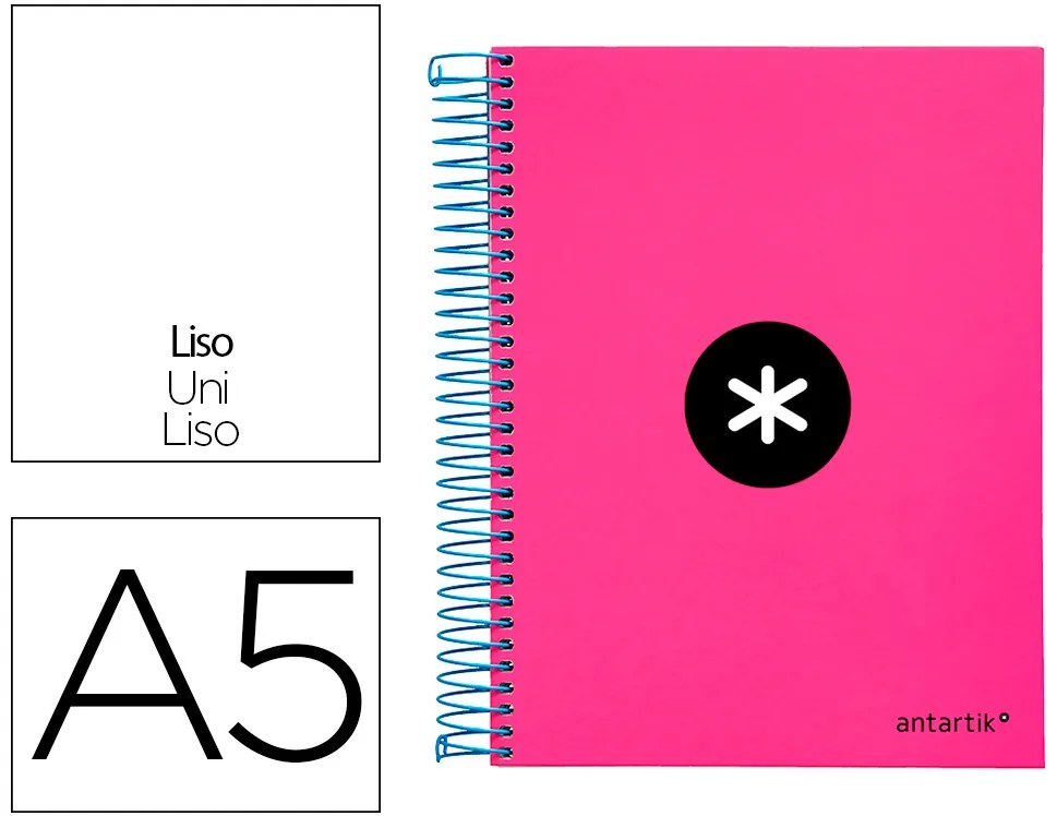 Caderno Espiral Din A5 Micro Antartik Capa Forrada 120 F 100 gr Liso com Bandas de Cores 6 Furos Cor Rosa Flu