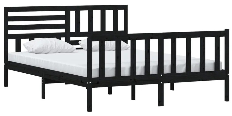 Estrutura de cama king 150x200 cm madeira maciça preto