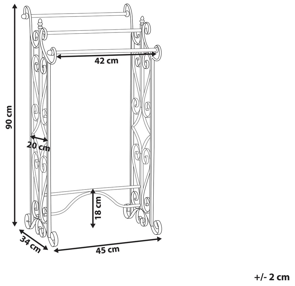 Toalheiro vertical preto 45 x 90 cm CHILLAN Beliani