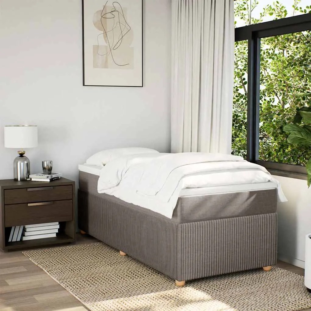Cama com molas/colchão 90x200 cm tecido castanho-acinzentado