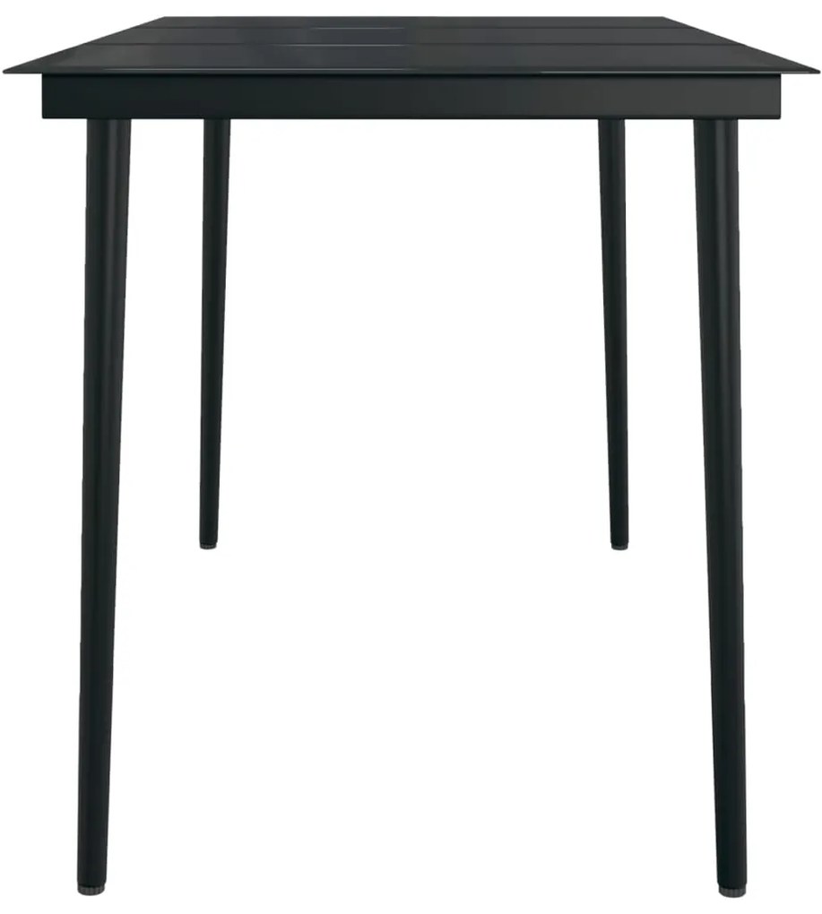 7 pcs conjunto de jantar para jardim com almofadões preto