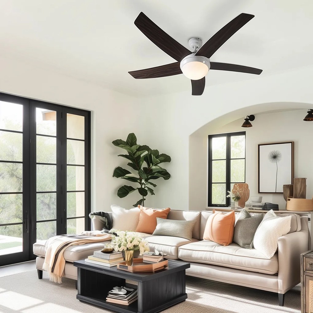 Ventilador de teto branco com impressão de madeira 132cm com controle remoto - Cool