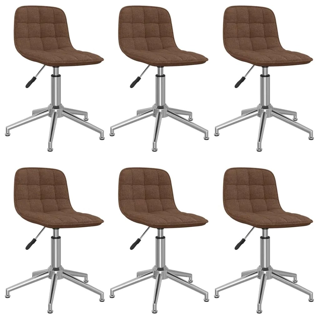 vidaXL Cadeiras de jantar giratórias 6 pcs tecido castanho