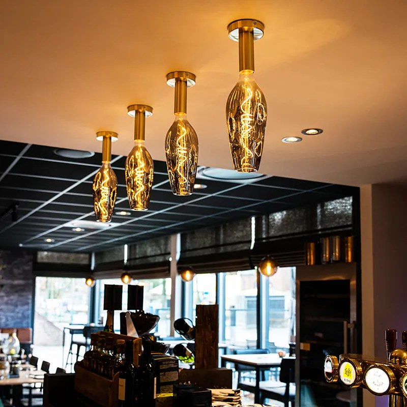 Candeeiro de teto moderno dourado - Facil