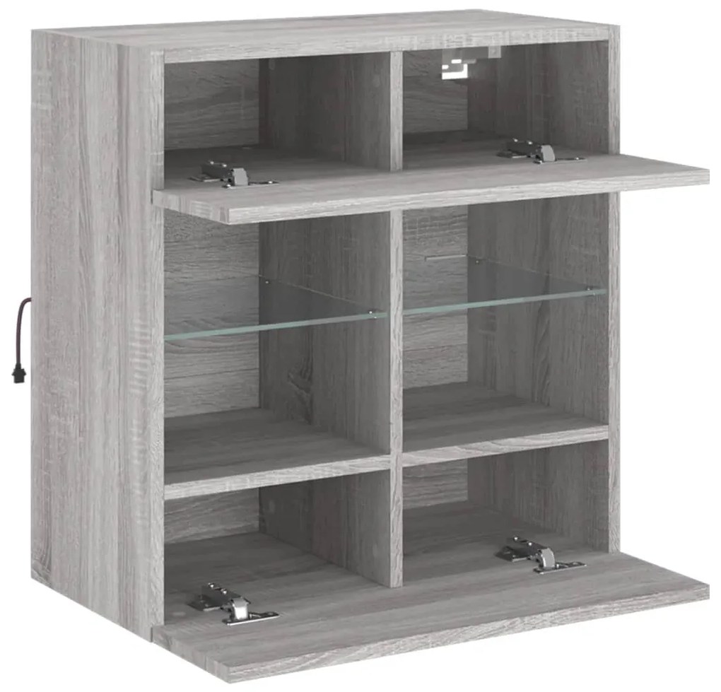 Móvel de parede p/ TV c/ luzes LED 58,5x30x60,5 cm cinza sonoma