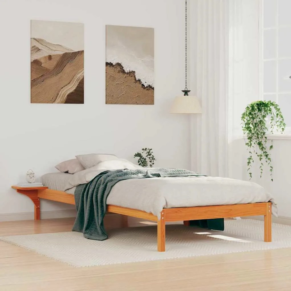 vidaXL Cama com Mesas Laterais Marrom Cera 90 x 220 cm