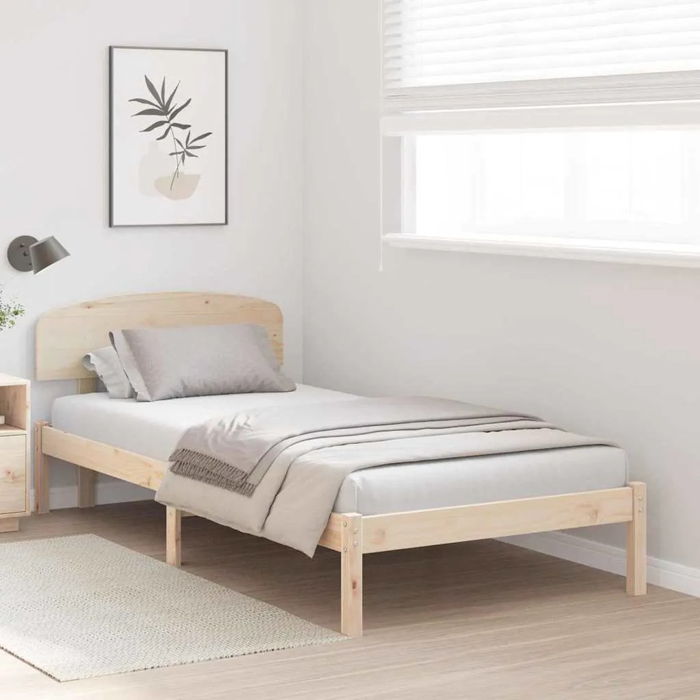 Estrado de Cama com Cabeceira 90x200 cm Madeira de Pinho Sólido