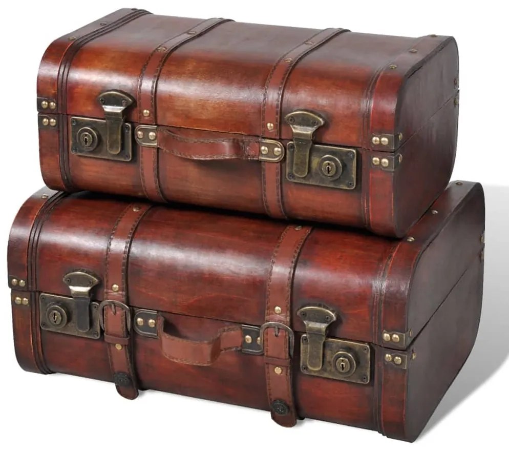 240575 vidaXL Conjunto de 2 baus de madeira castanhos 2 peças