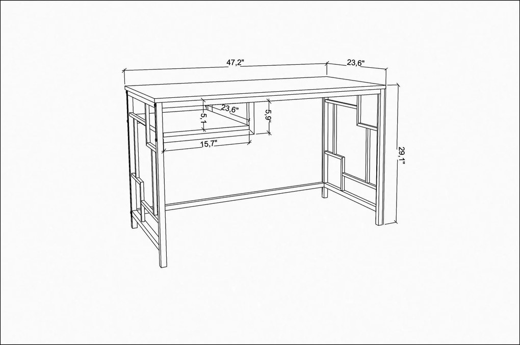 Secretária de Estudo Kennesaw - Branco Antracite - 120x60x74.8 cm