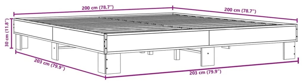 Estrutura de cama 200x200cm derivados madeira/metal
