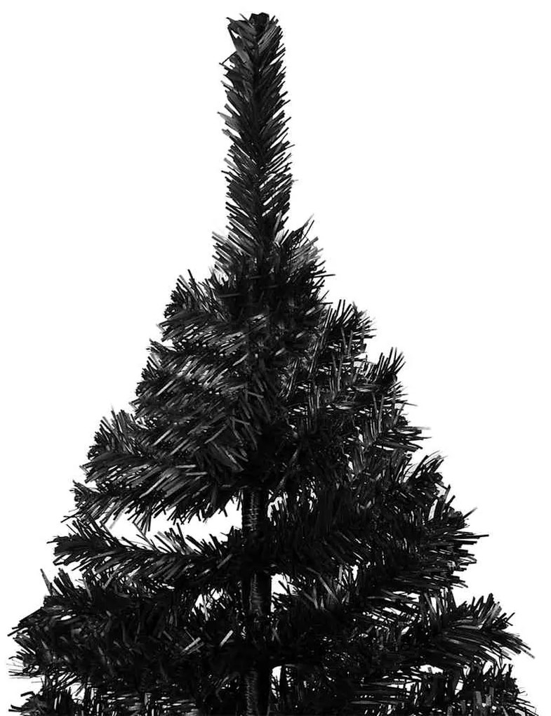 Árvore Natal artificial pré-iluminada c/ bolas 240cm PVC preto