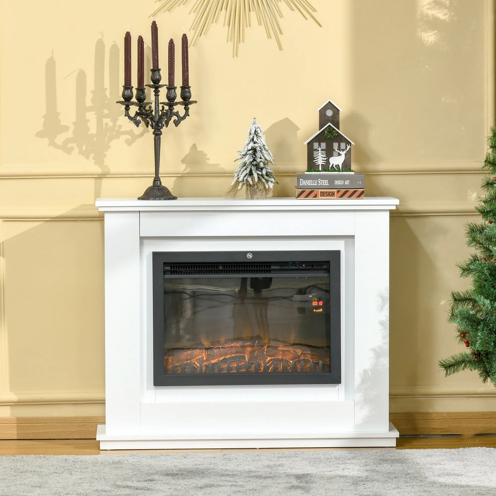 Lareira elétrica de grandes dimensões 98 x 27,5 x 80 cm, 2000 W, efeito de chamas LED, temporizador, temperatura e luminosidade reguláveis, comando à