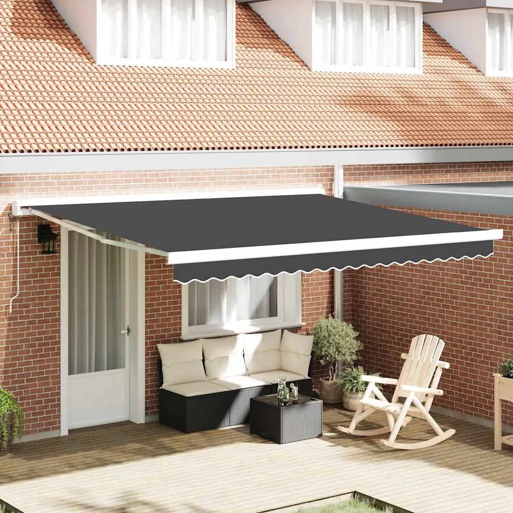 vidaXL Toldo Retrátil Antracite 400 × 300 cm Tecido, Metal