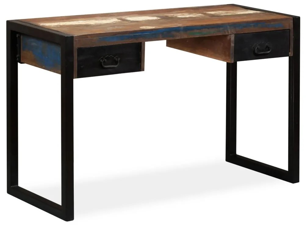 Mesa com 2 gavetas madeira recuperada maciça 120x50x76 cm