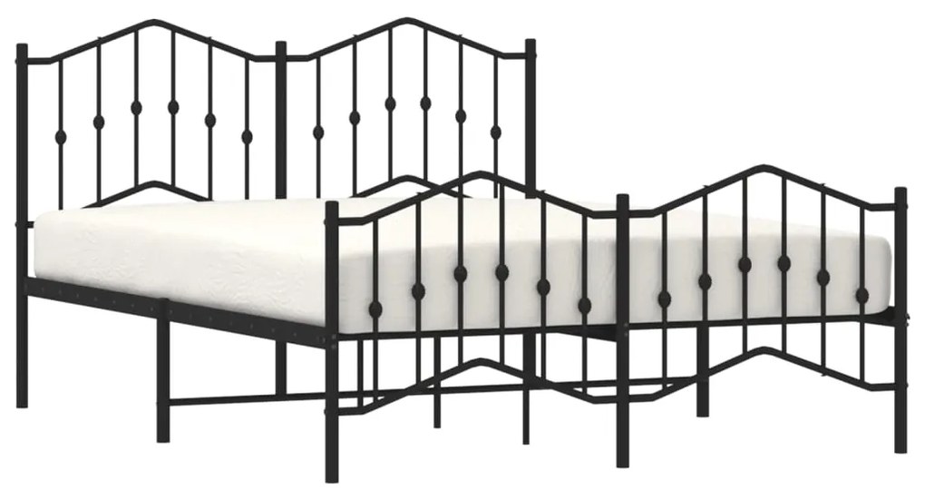 Estrutura de cama com cabeceira e pés 140x200 cm metal preto