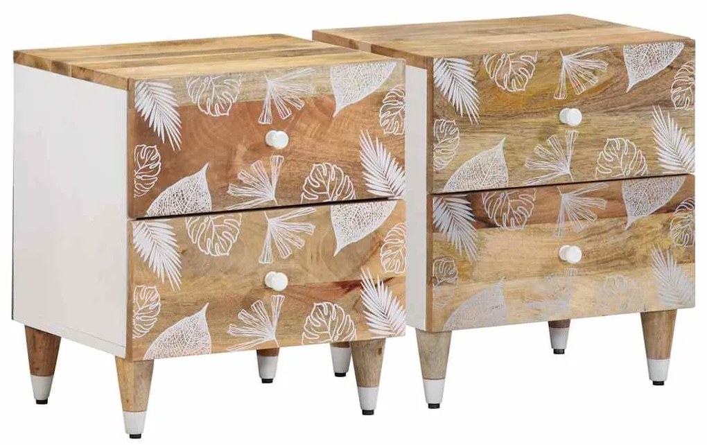 Mesas de cabeceira 2 pcs 40x33,5x46 cm madeira mangueira maciça