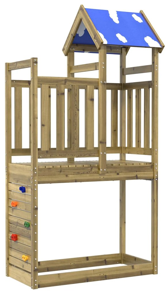 vidaXL Torre de Brincar Castanho Madeira Sólida Impregnada