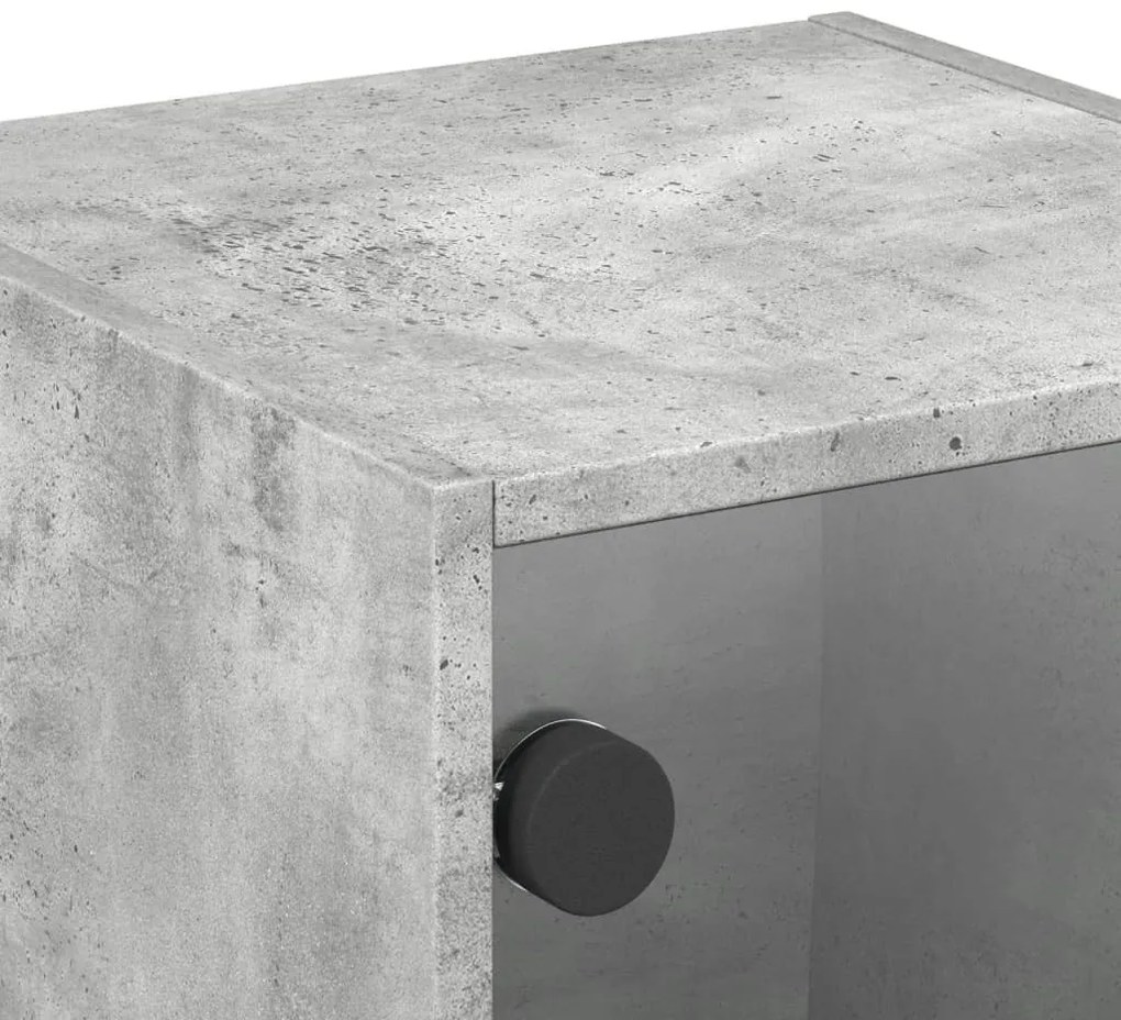 Mesa cabeceira c/ porta vidro 2 pcs 35x37x35cm cinzento cimento