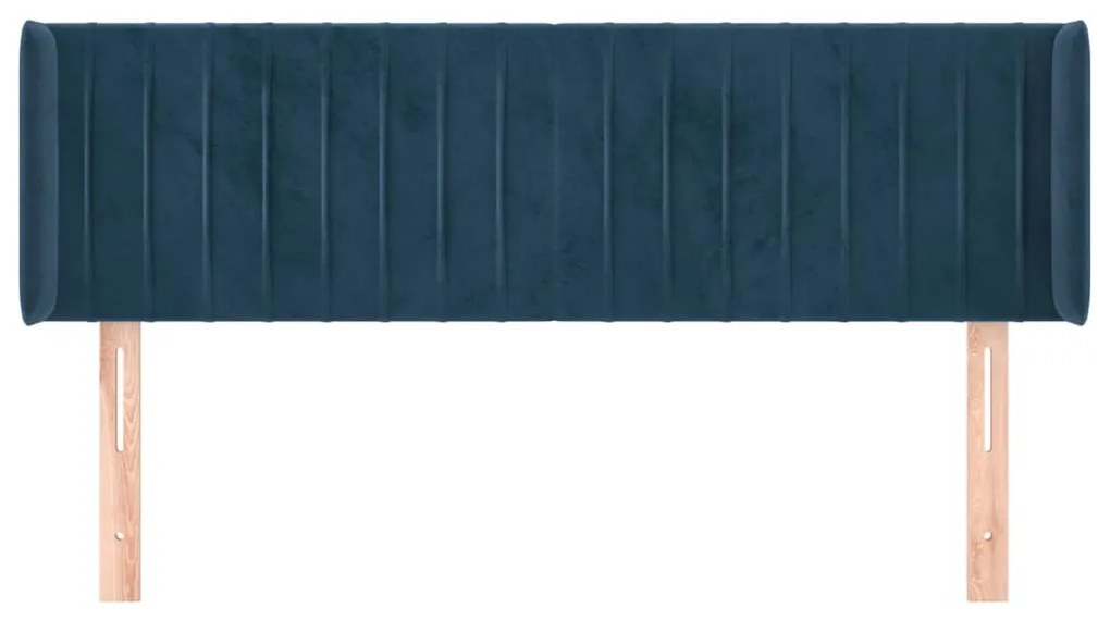 Cabeceira de cama c/ abas tecido 147x16x78/88cm azul-escuro