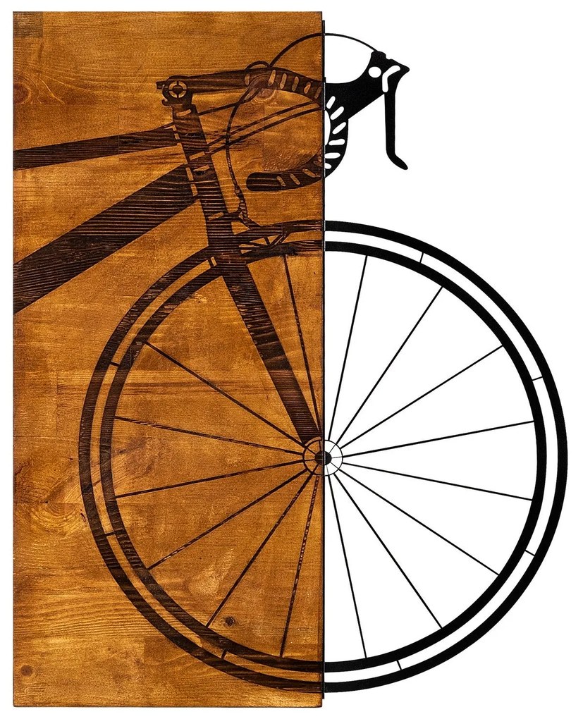 Acessório Decorativo de Parede Bisiklet – Nogueira e Preto – 45 x 58 c