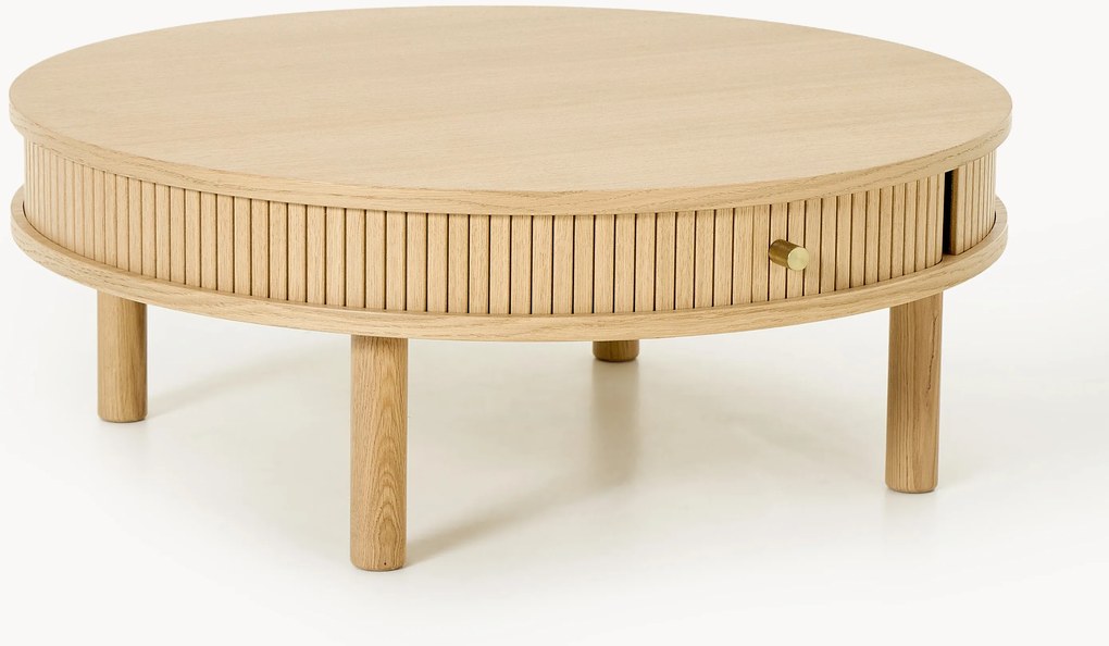Mesa de centro com frente canelada Calary, Ø 80 cm