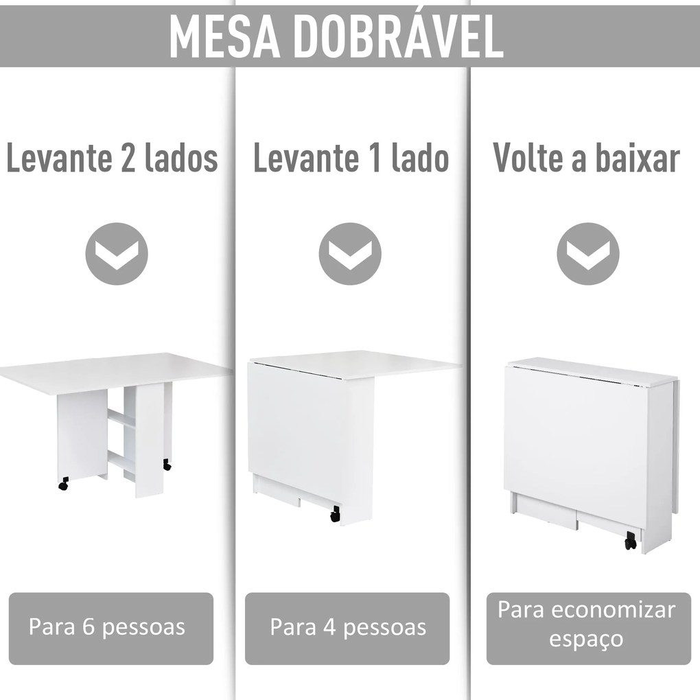 Mesa de Jantar Dobrável Atman - Branco - Design Nórdico