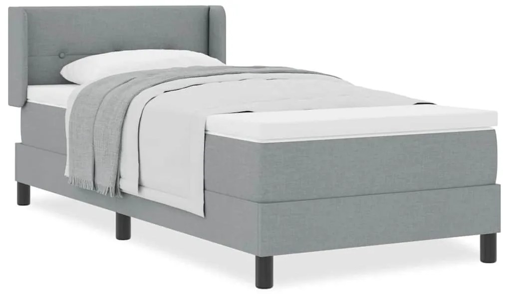 Cama Box e Colchão Cinza Claro, 100 x 200 cm, Tecido
