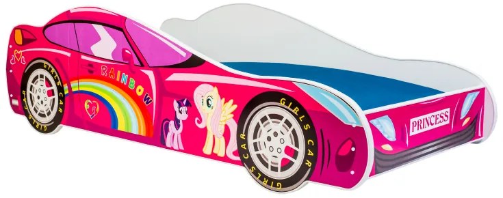 Cama infantil carro rosa 140x70 Multicolorida - colchão e estrado incluído
