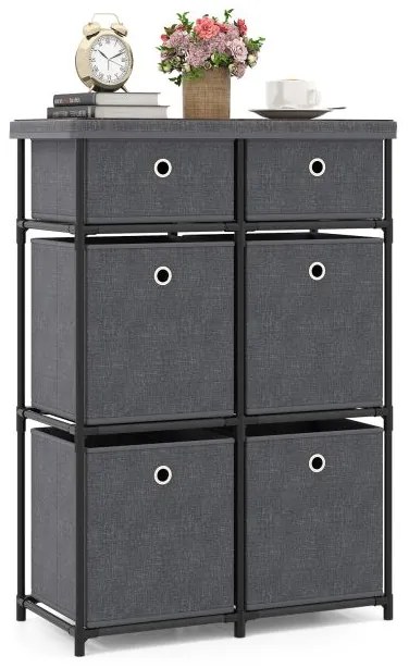 Cômoda com 6/9 gavetas, estrutura de metal, organizadora de armazenamento, cinza, tamanho G