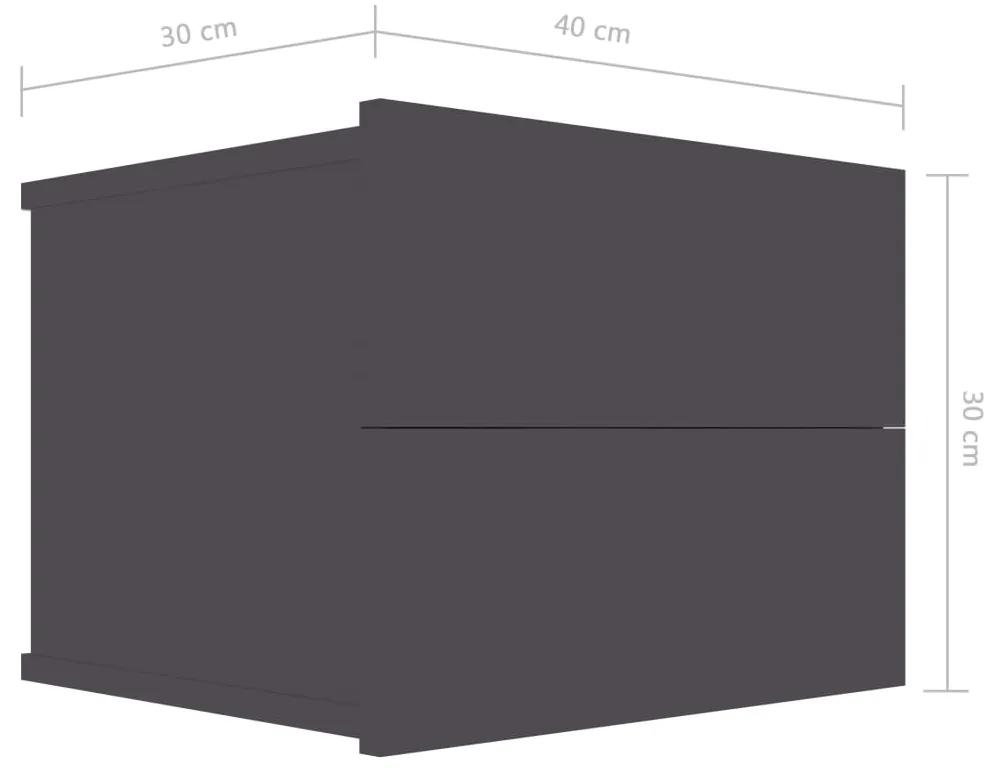 Mesas de cabeceira 2 pcs 40x30x30 cm contraplacado cinzento