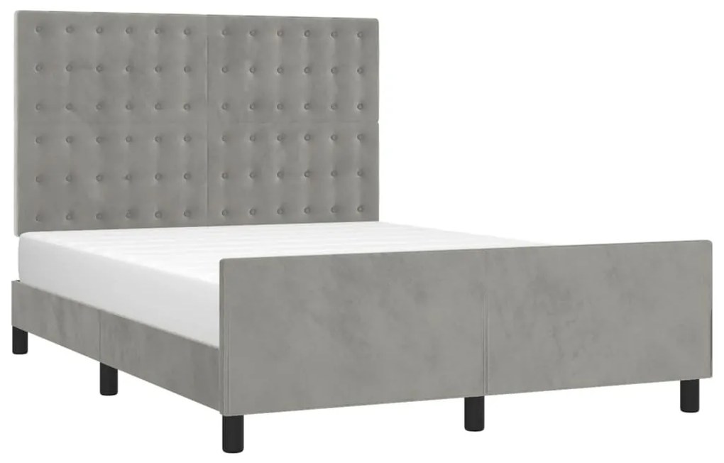 Estrutura de cama sem colchão 140x190 cm veludo cinzento-claro