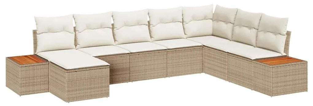 Conjunto de Sofás de Jardim com 8 Peças e Almofadas em Rattan de Polié
