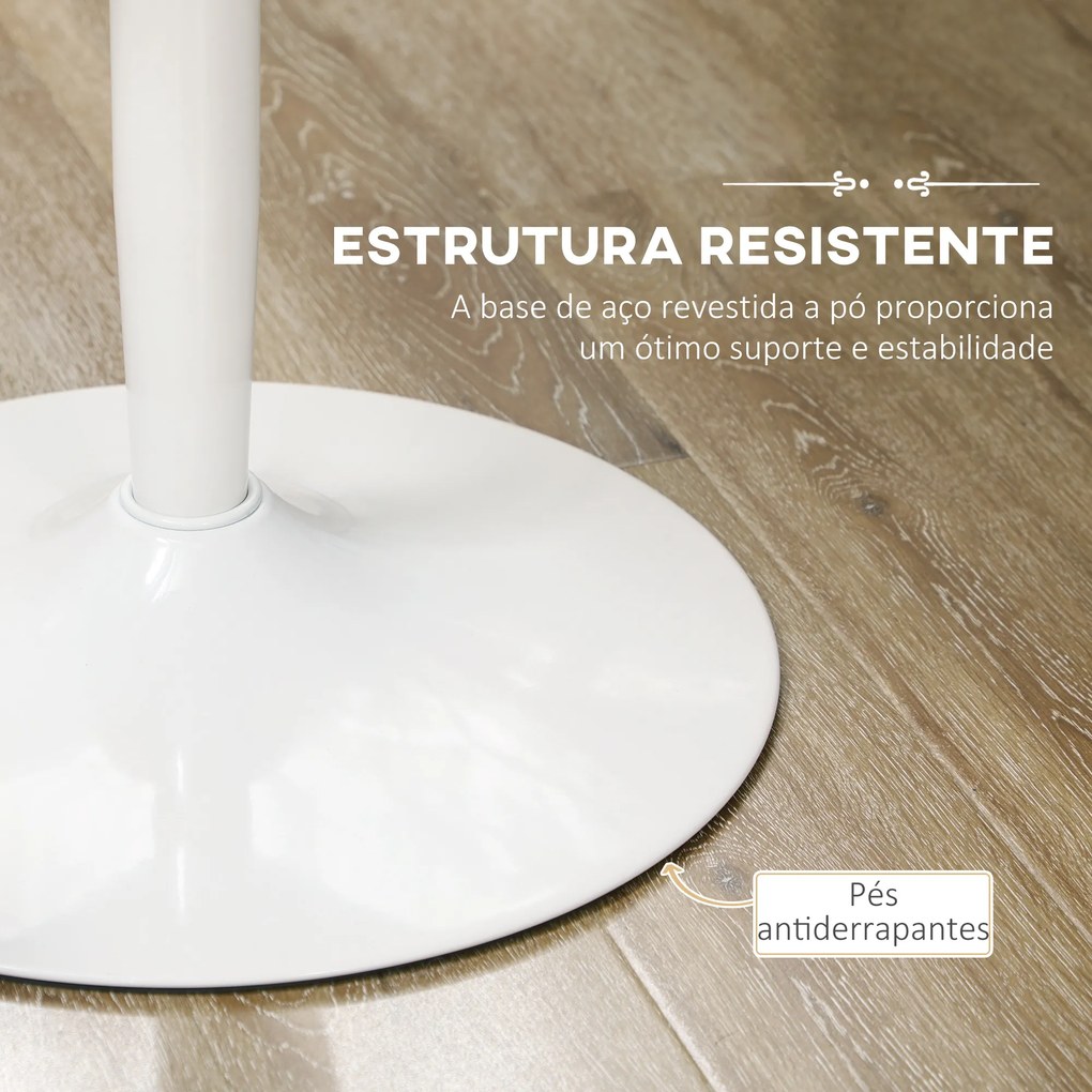 Mesa de Cozinha Redonda Mesa de Jantar Moderna para 2 Pessoas com Base de Aço e Almofadas Antiderrapantes Ø80x75 cm Branco