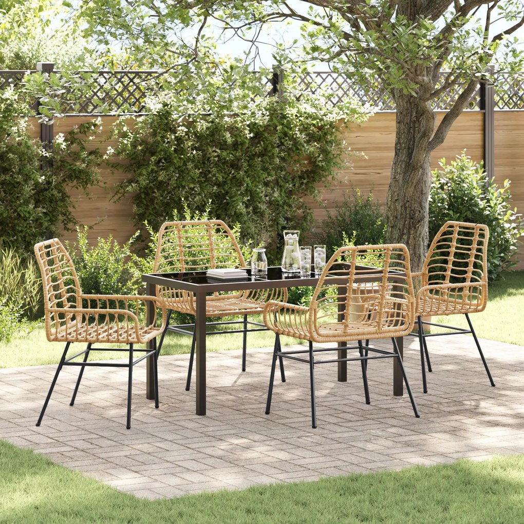 vidaXL Conjunto de Jantar de Jardim 5 Peças Castanho Rattan PE