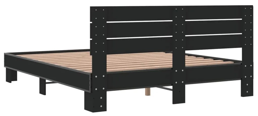 Estrutura de cama 160x200 cm derivados de madeira/metal preto